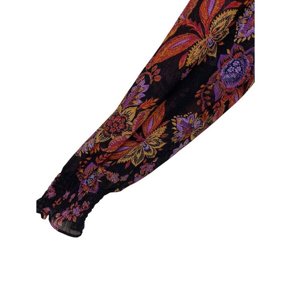 Vero Moda Women's Black Floral Long Sleeve V-Neck Short Dress Ruffle Size Small - Picture 2 of 6